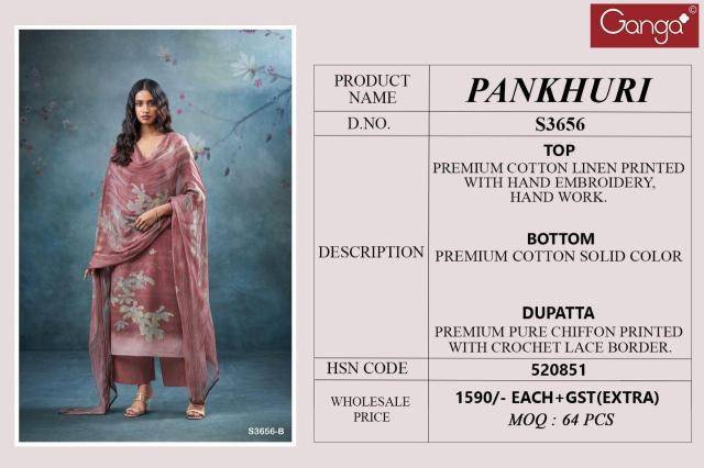 Ganga pankhuri 3656 Wholesale dress material supplier